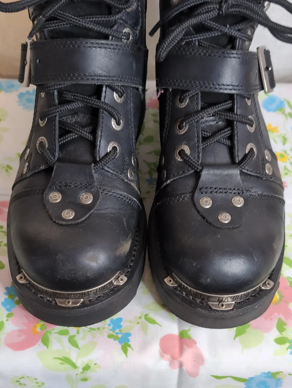 Harley Davidson Brake Buckle Black 6-Inch Motorcycle Boots mens 8